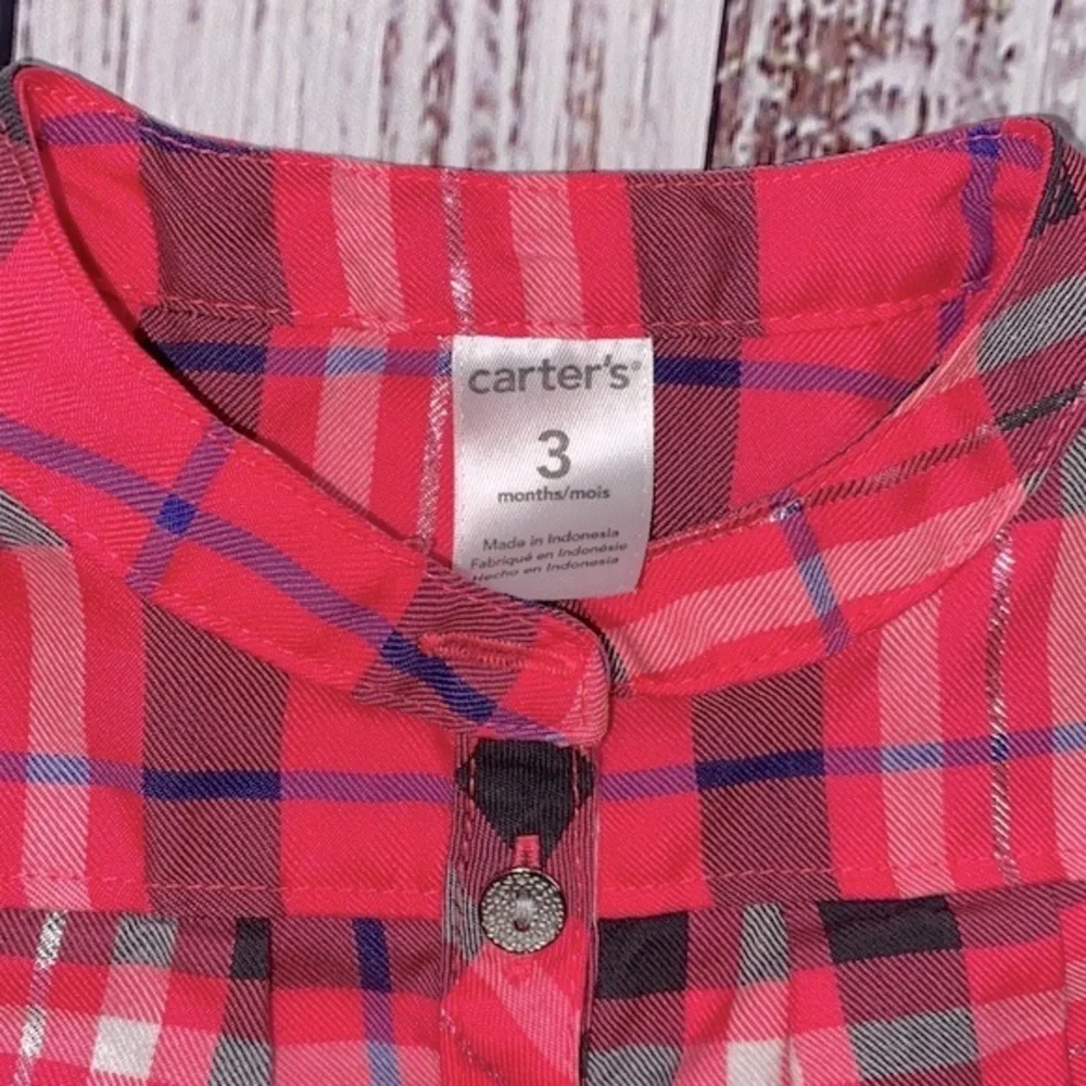 Carters pink plaid shirt 3 months new without tags